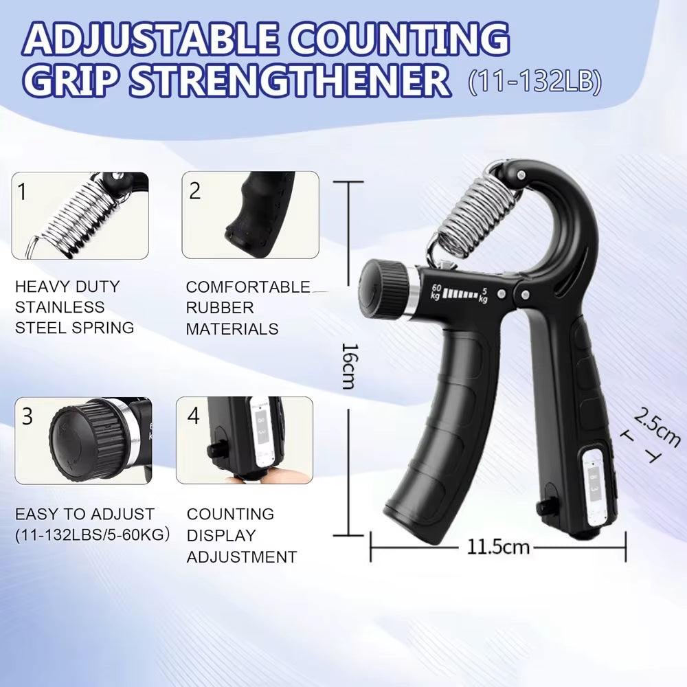 5Pcs Grip Trainer Kit Adjustable Hand Gripper,Finger/Hand Strength Exercisers,Stress Ball,Forearm Ring for Muscle Build Fitness