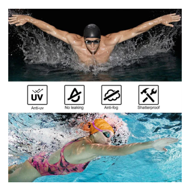 Swimming Goggles for Men Women Swim Glasses Anti-Fog UV Protection Waterproof Silicone Adjustable Adults Pool Diving Eyewear