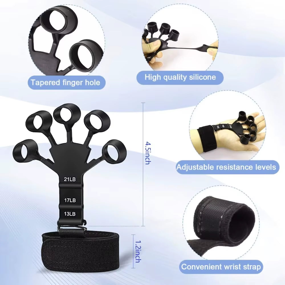 5Pcs Grip Trainer Kit Adjustable Hand Gripper,Finger/Hand Strength Exercisers,Stress Ball,Forearm Ring for Muscle Build Fitness