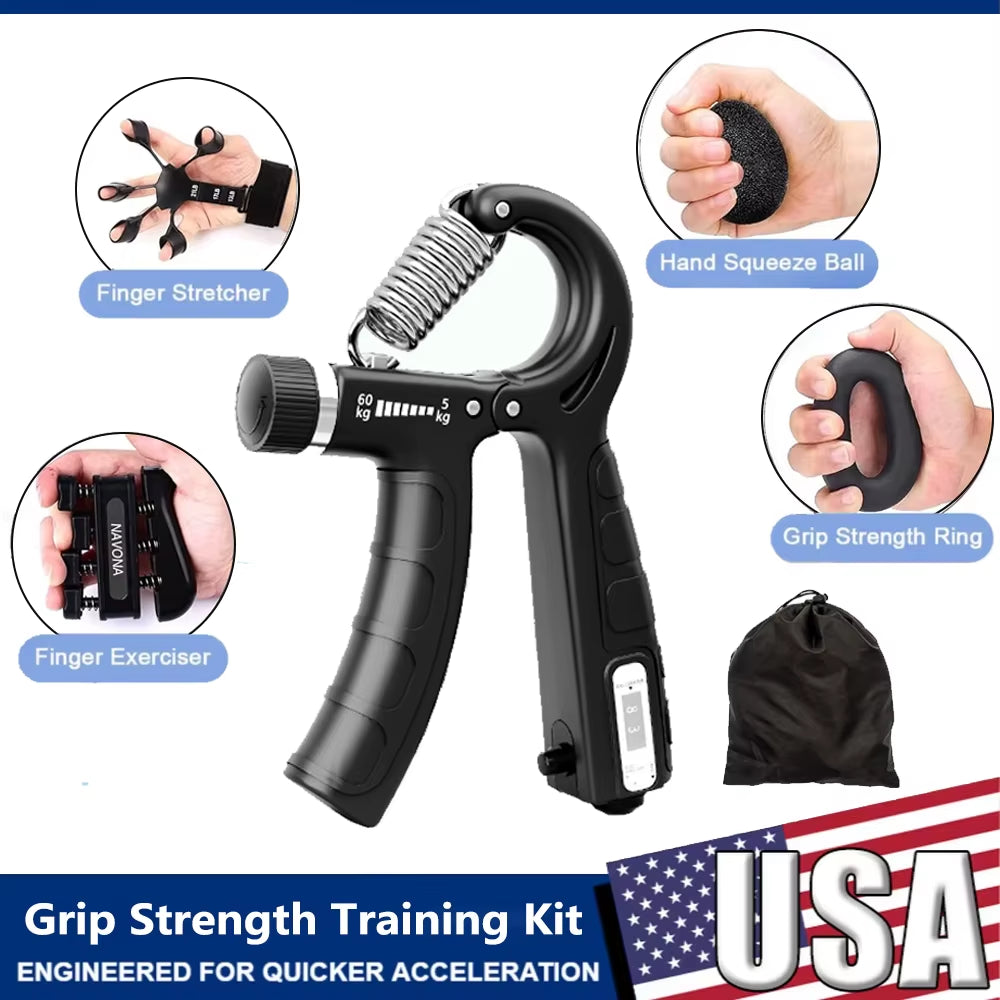 5Pcs Grip Trainer Kit Adjustable Hand Gripper,Finger/Hand Strength Exercisers,Stress Ball,Forearm Ring for Muscle Build Fitness