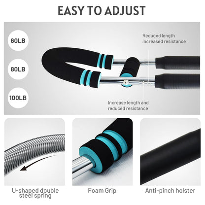 2025 New Twister Arm Trainer, Twister Arm Exerciser Adjustable Chest Expander Portable Power Twister Bar Muscular Strength Enhancer Thigh Master Trainer Men Upper Body Strength Home Fitness